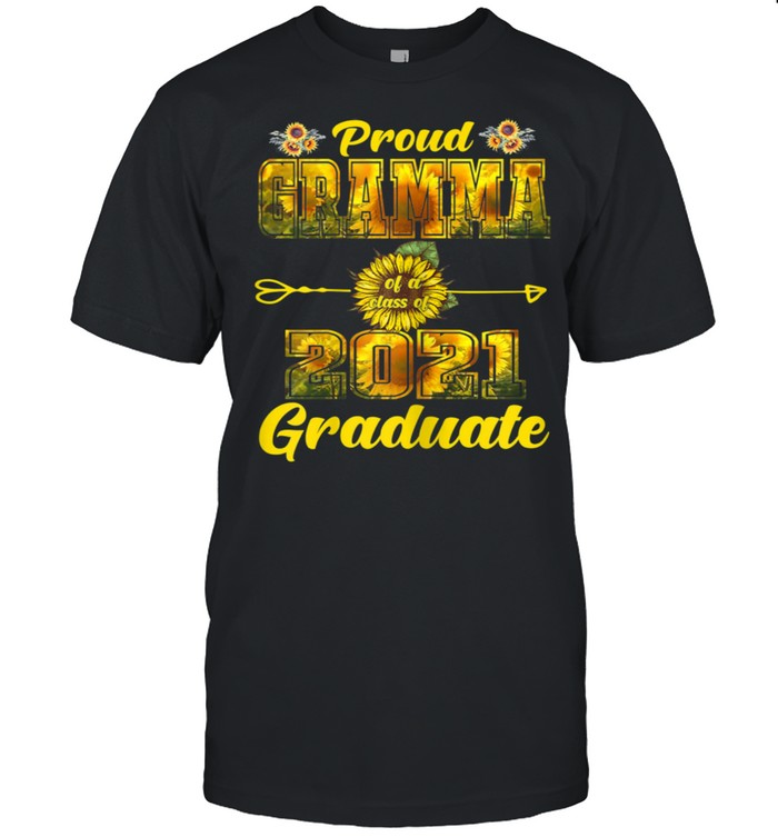 Proud Gramma Of Class Of 2021 Graduate Senior 21 Sunflower shirt
